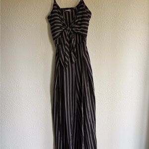 FAVLUX Black and White Striped Jumpsuit